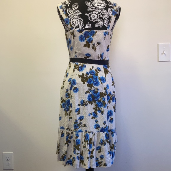 Loft Women’s White -Blue Floral Print Summer Dress/Size:2 - Picture 2 of 7
